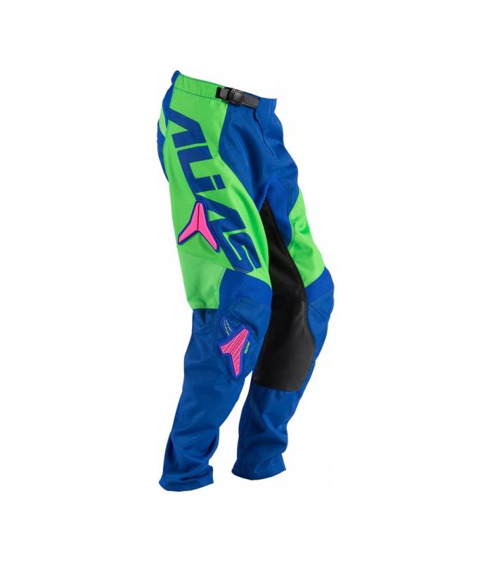 LevneMoto - Dětské moto kalhoty ALIAS MX A2 -modro neonově zelené (2430-362)