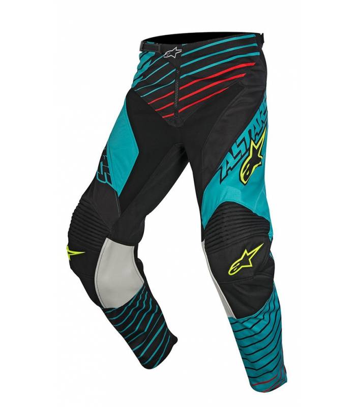 LevneMoto - Kalhoty Racer Braap 2017, ALPINESTARS - Itálie, dětské (tyrkysové/černé/žluté fl