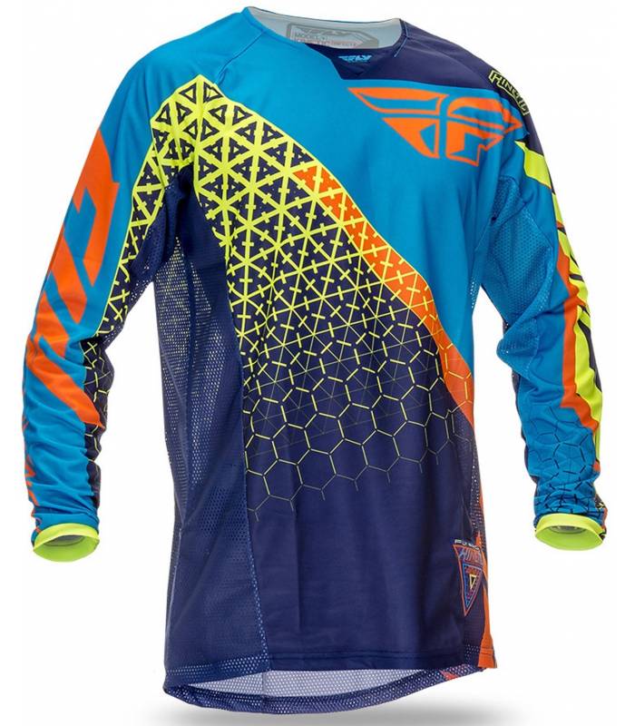 LevneMoto - Dres Kinetic Trifecta, FLY RACING - USA (modrá/oranžová/žlutá)