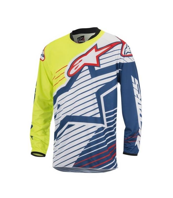 LevneMoto - Dres Racer Braap 2017, ALPINESTARS - Itálie (žlutý fluo/bílý/tmavě modrý/červený