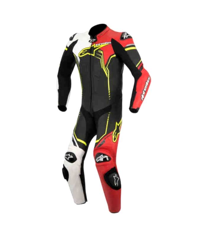 LevneMoto - Jednodílná kombinéza GP Plus, ALPINESTARS - Itálie (černá/bílá/červená/žlutá flu