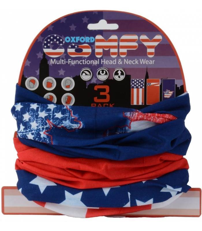 LevneMoto - Nákrčníky Comfy Stars and Stripes, OXFORD - Anglie (sada 3ks)