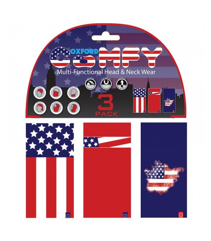 LevneMoto - Nákrčníky Comfy Stars and Stripes, OXFORD - Anglie (sada 3ks)