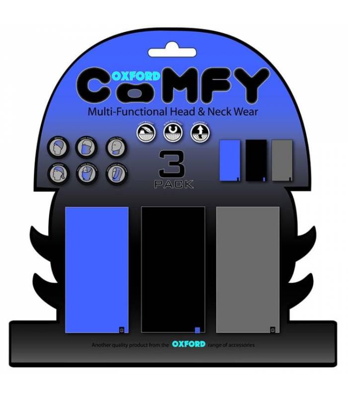 LevneMoto - Nákrčníky Comfy jednobarevné, OXFORD - Anglie (sada modrý/černý/šedý, 1ks od bar