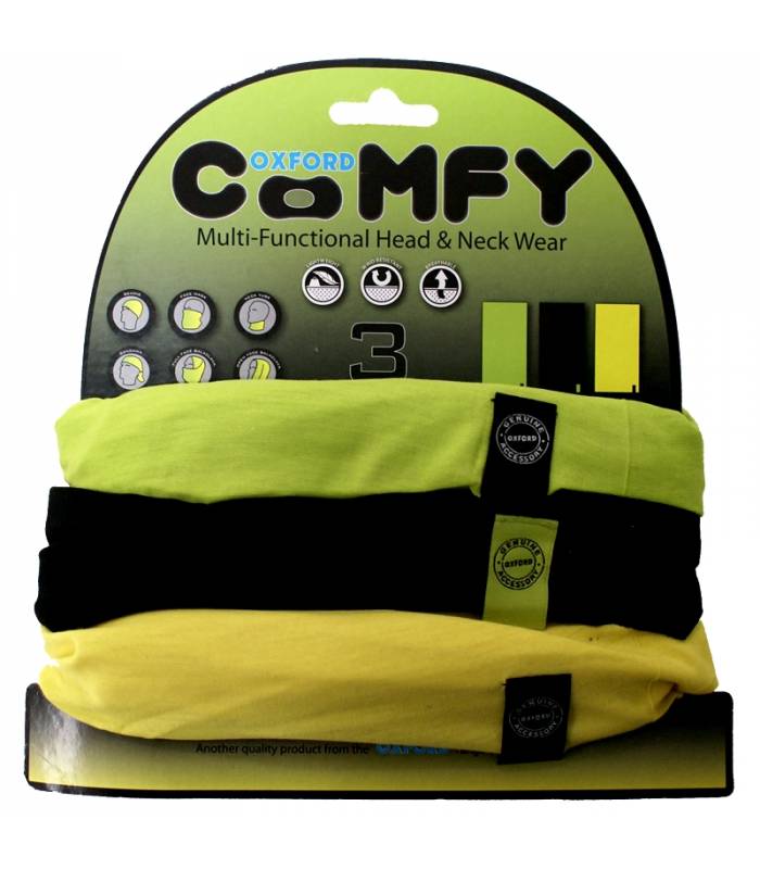 LevneMoto - Nákrčníky Comfy jednobarevné, OXFORD - Anglie (sada zelený/černý/žlutý, 1ks od b