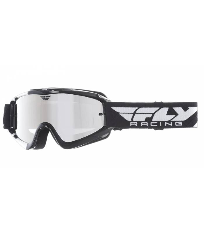 LevneMoto - Brýle Zone RS, FLY RACING - USA (černé/bílé, zrcadlové plexi s čepy pro slídy)