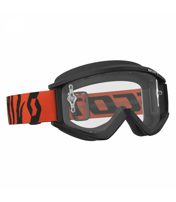 LevneMoto - Brýle RECOIL XI WORKS, SCOTT - USA (černé/fluo oranžová, čiré plexi s čepy pro s