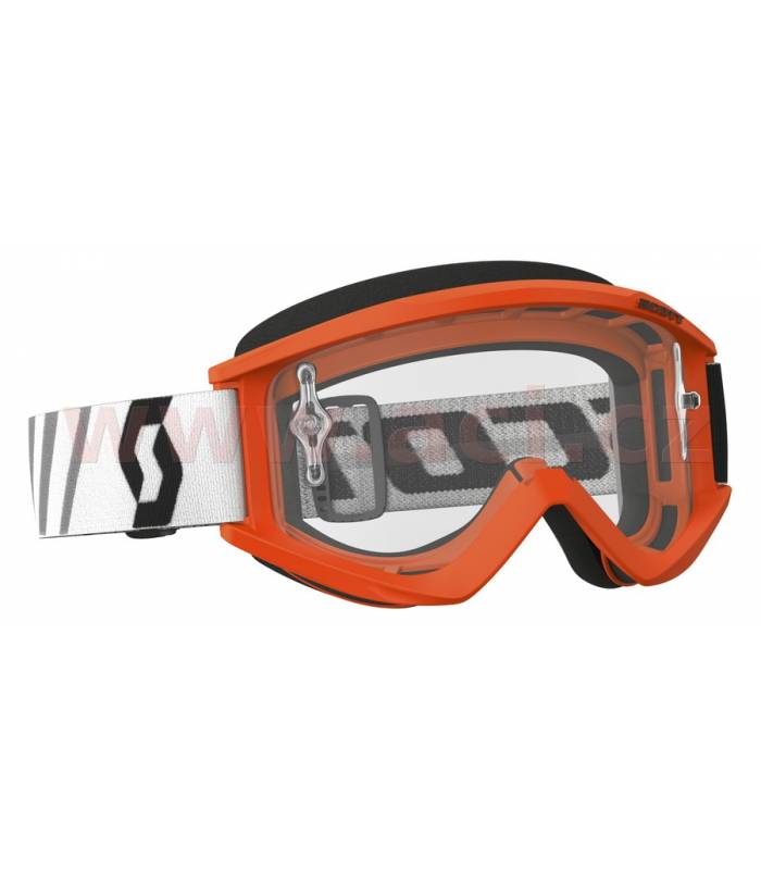 LevneMoto - Brýle RECOIL XI WORKS, SCOTT - USA (oranžové/černé, čiré plexi s čepy pro slídy)