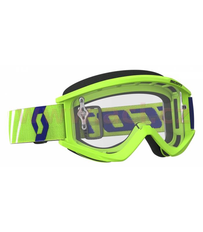 LevneMoto - Brýle RECOIL XI WORKS, SCOTT - USA (zelené, čiré plexi s čepy pro slídy)