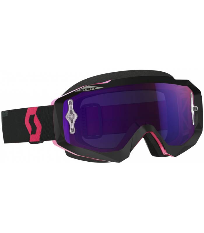 LevneMoto - Brýle HUSTLE MX, SCOTT - USA (černá/fluo růžová, fialové chrom plexi s čepy pro 