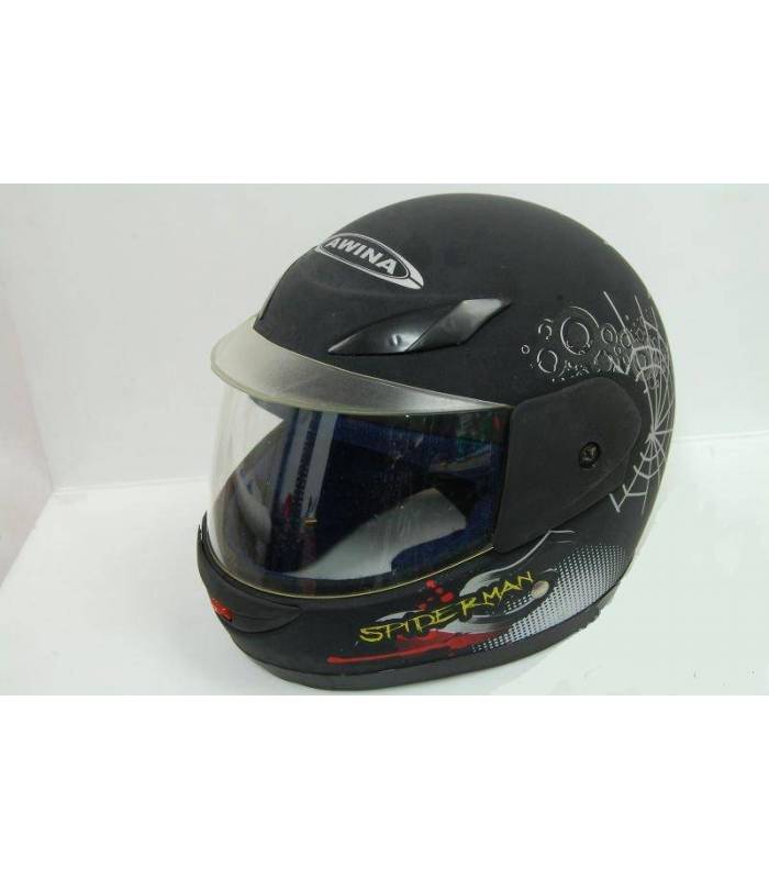 LevneMoto - Moto přilba Sunway Kids Black Matt Spiderman (47-48cm)