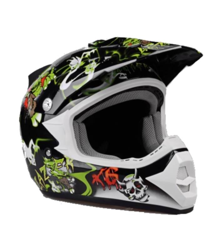 LevneMoto - Přilba X6 JUNIOR MONSTRO, LAZER - Belgie, dětská (černá/bílá/grafika)