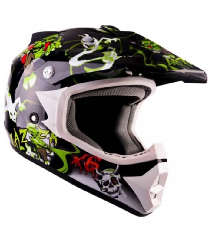 LevneMoto - Přilba X6 JUNIOR MONSTRO, LAZER - Belgie, dětská (černá/bílá/grafika)