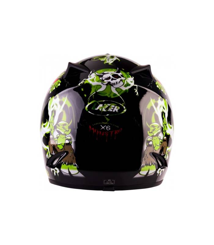 LevneMoto - Přilba X6 JUNIOR MONSTRO, LAZER - Belgie, dětská (černá/bílá/grafika)