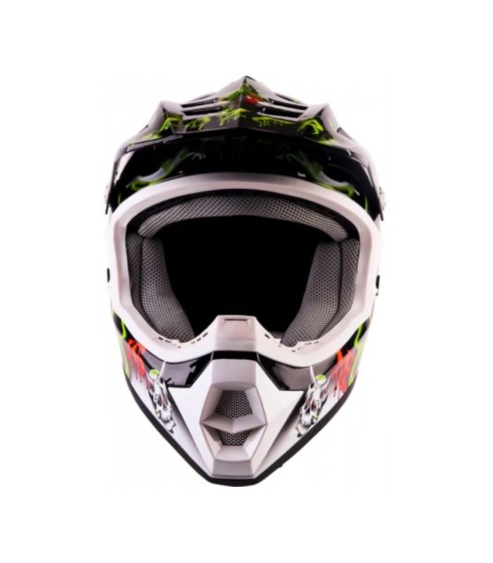 LevneMoto - Přilba X6 JUNIOR MONSTRO, LAZER - Belgie, dětská (černá/bílá/grafika)