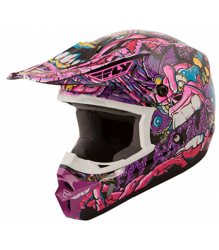 LevneMoto - Přilba Kinetic Jungle, FLY RACING - USA, dětská (fialová/grafika)