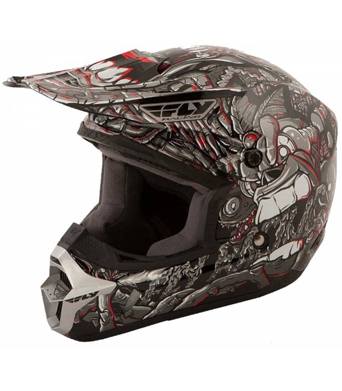 LevneMoto - Přilba Kinetic Jungle, FLY RACING - USA, dětská (šedá/červená/grafika)