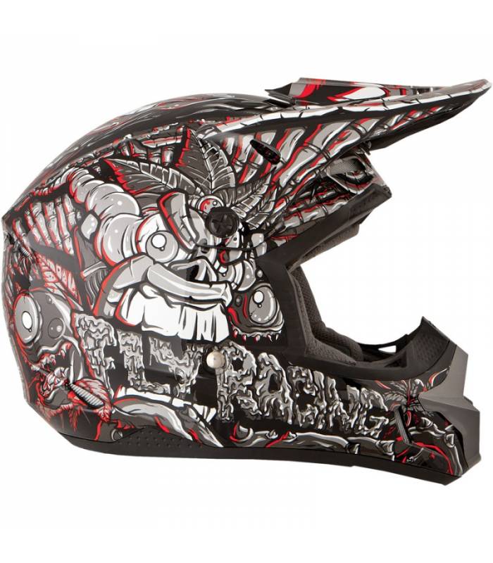 LevneMoto - Přilba Kinetic Jungle, FLY RACING - USA, dětská (šedá/červená/grafika)