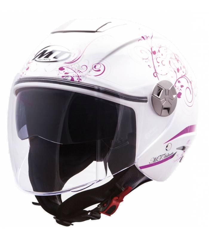 LevneMoto - Přilba City Eleven Bella, MT - Španělsko, dámská (bílá/fialová)