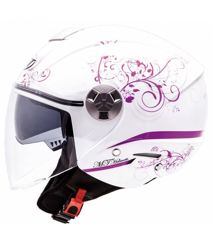 LevneMoto - Přilba City Eleven Bella, MT - Španělsko, dámská (bílá/fialová)