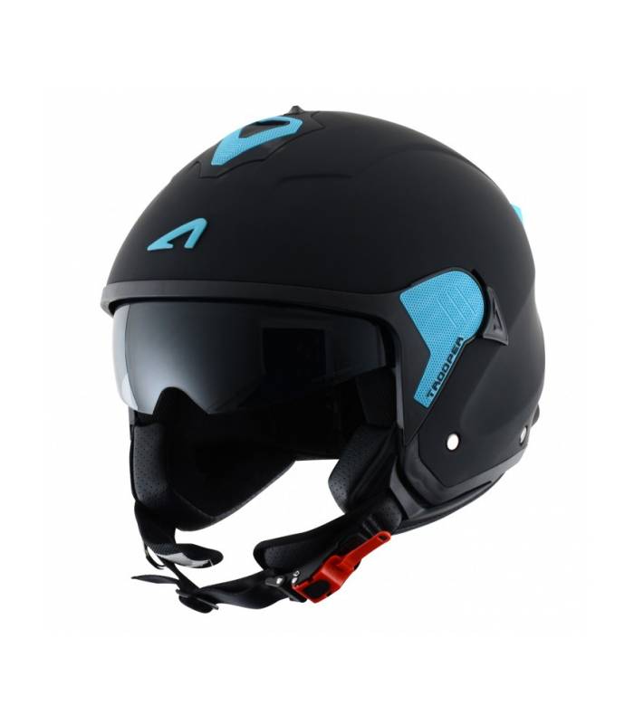 LevneMoto - Moto přilba ASTONE MINIJET S TROOPER-matná černo/modrá