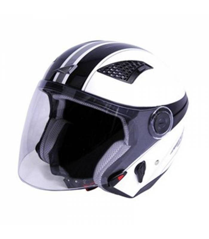 LevneMoto - Moto přilba ASTONE DJ10 exclusive Stripes - bílo černá