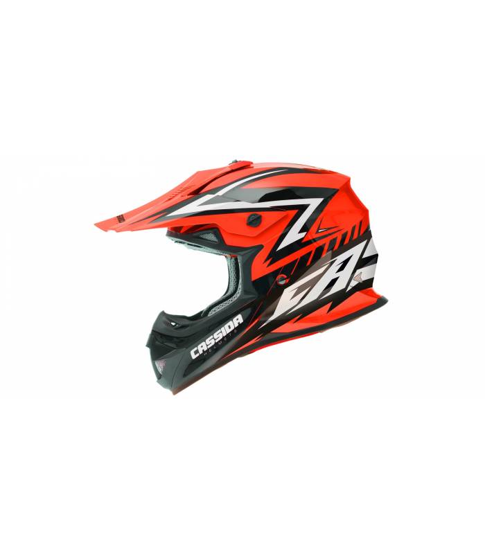 LevneMoto - Přilba Cross Cup, CASSIDA - ČR (bílá perleť/červená neon/černá)