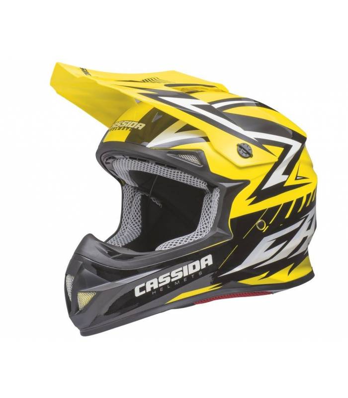 LevneMoto - Přilba Cross Cup, CASSIDA - ČR (žlutá fluo/černá/bílá perleť)