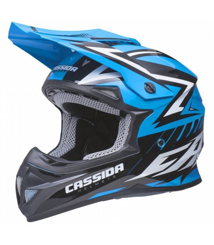 LevneMoto - Přilba Cross Cup, CASSIDA - ČR (bílá perleť/modrá/černá)