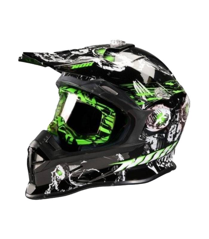 LevneMoto - Přilba N631 CROSS DEATH, NOX - Francie (černá/zelená/grafika)