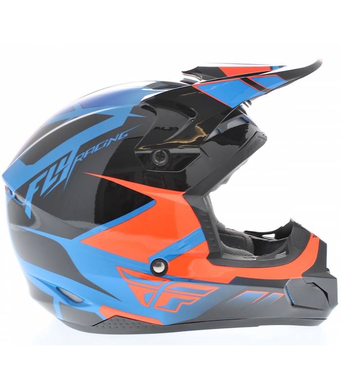 LevneMoto - Přilba Kinetic Impulse, FLY RACING - USA (oranžová/černá/modrá)