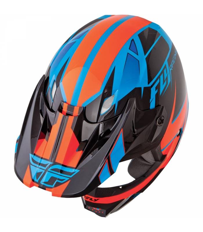 LevneMoto - Přilba Kinetic Impulse, FLY RACING - USA (oranžová/černá/modrá)