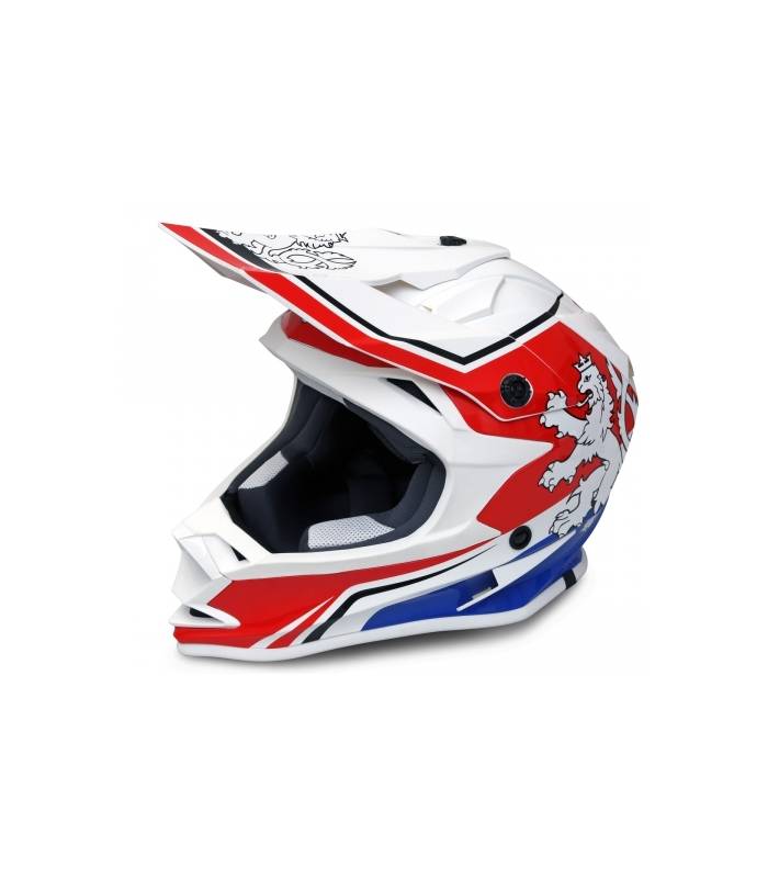 LevneMoto - Moto přilba ČZ PATRIOT Leon-bílo červeno modrá