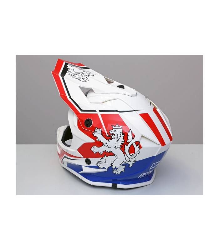 LevneMoto - Moto přilba ČZ PATRIOT Leon-bílo červeno modrá