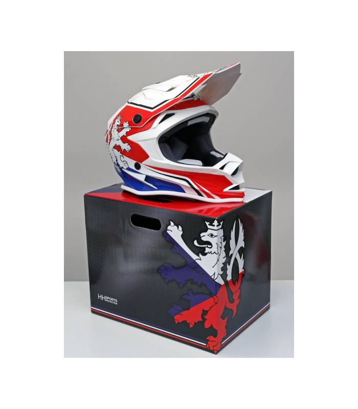 LevneMoto - Moto přilba ČZ PATRIOT Leon-bílo červeno modrá