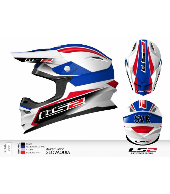 LevneMoto - Moto přilba LS2 MX456 DAKAR TUAREG SLOVAKIA-bílo modro červená
