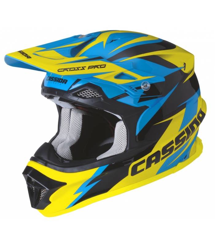 LevneMoto - Přilba Cross Pro, CASSIDA - ČR (modrá/žlutá fluo/černá)