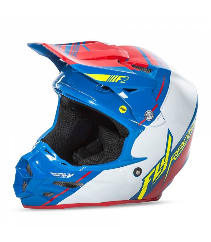 LevneMoto - Přilba F2 Carbon TREY CANARD, FLY RACING - USA (modrá/bílá/červená, se systémem 