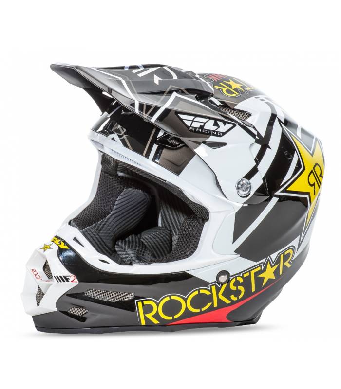 LevneMoto - Přilba F2 Rockstar, FLY RACING - USA (černá/bílá/žlutá/červená)