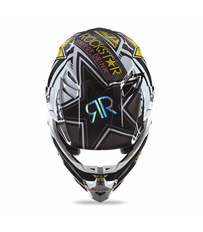 LevneMoto - Přilba F2 Rockstar, FLY RACING - USA (černá/bílá/žlutá/červená)