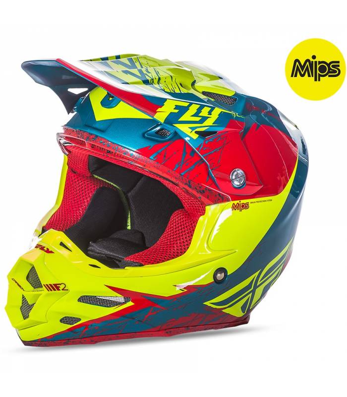 LevneMoto - Přilba F2 Carbon RETROSPEC, FLY RACING - USA (červená/Hi-Viz, se systémem ochran