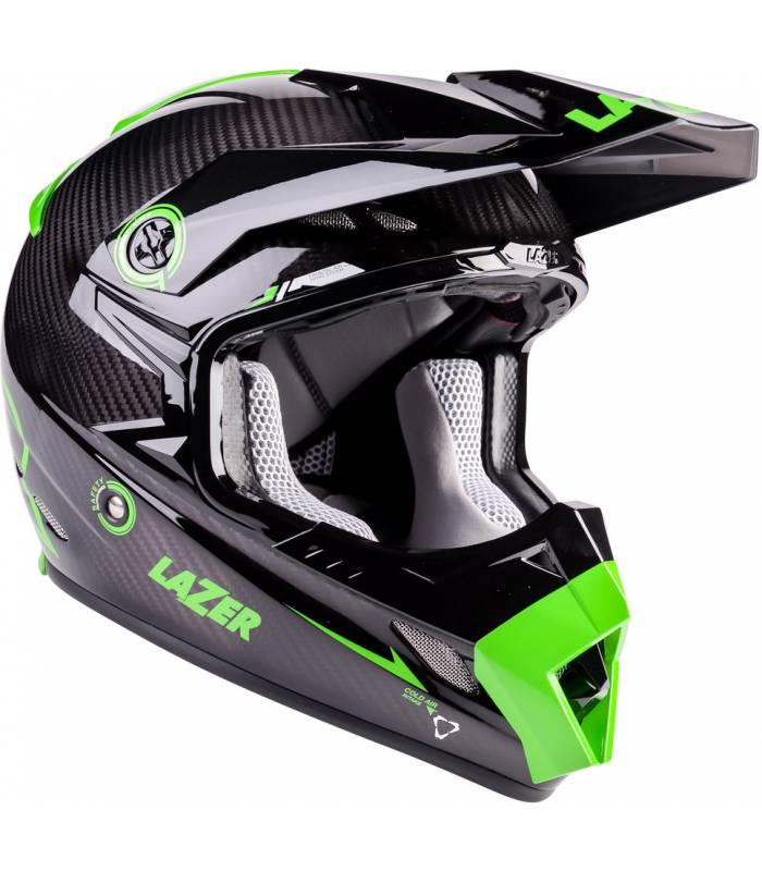 LevneMoto - Přilba MX8 Pure Carbon, LAZER - Belgie (carbon/zelená)