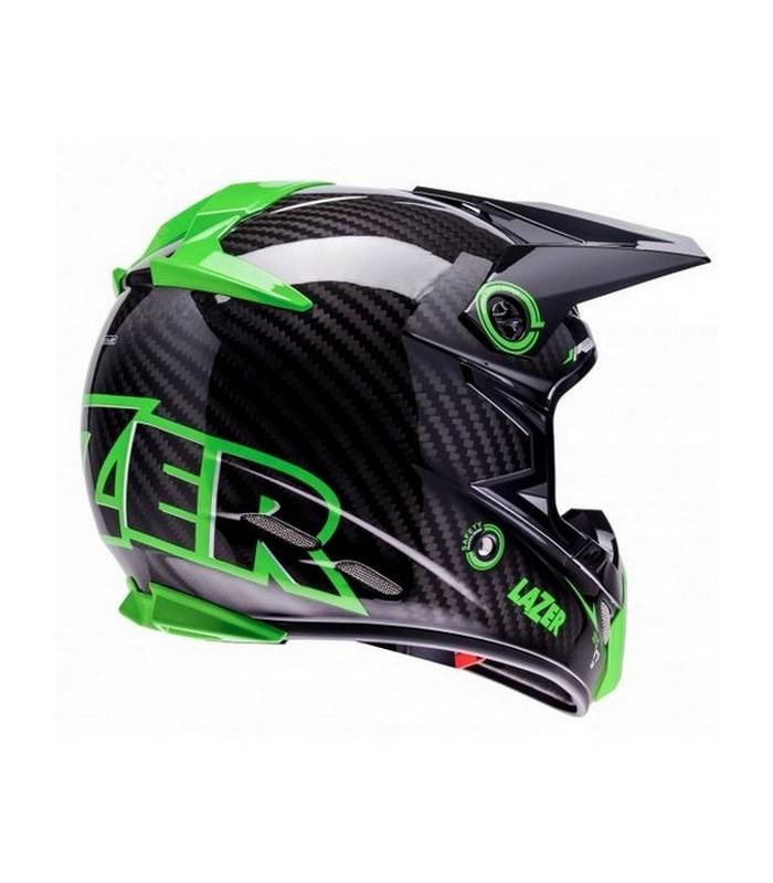 LevneMoto - Přilba MX8 Pure Carbon, LAZER - Belgie (carbon/zelená)