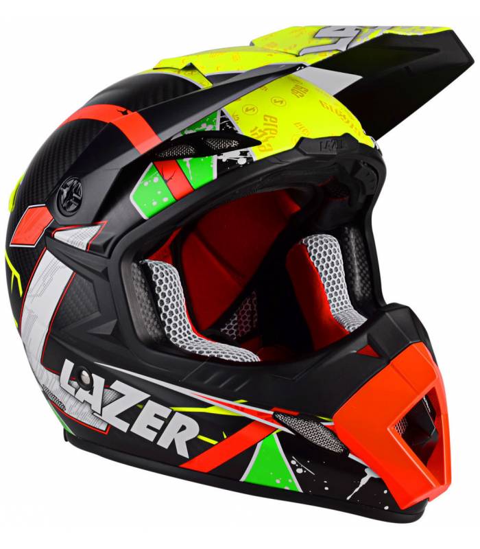LevneMoto - Přilba MX8 Aerial Carbon, LAZER - Belgie (žlutá/červená/zelená)