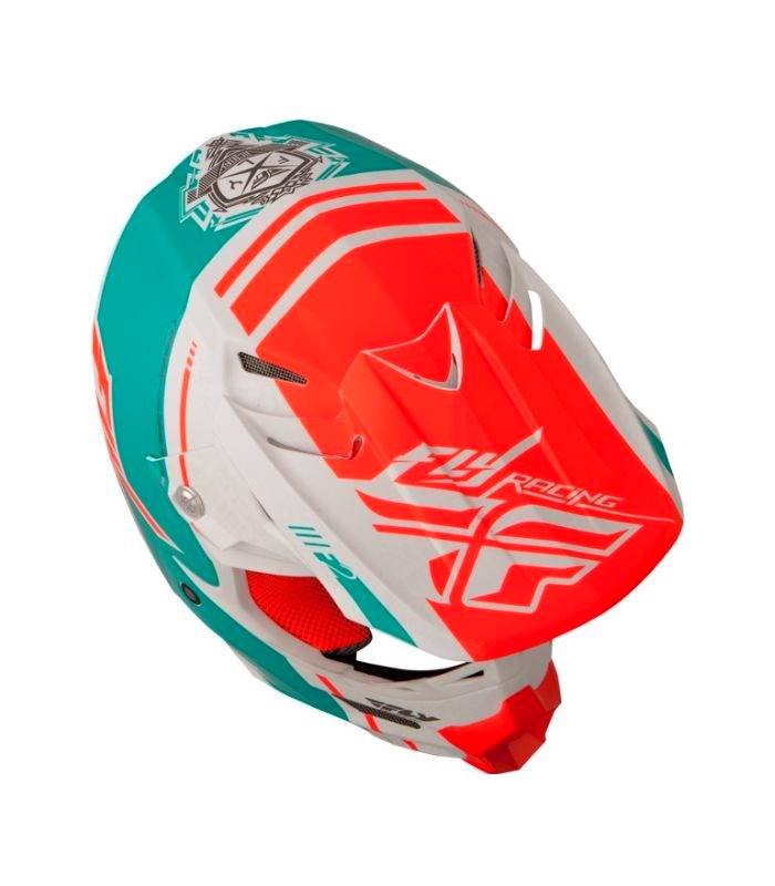 LevneMoto - Přilba F2 Carbon Canard Replica, FLY RACING - USA (oranžová/bílá/tyrkysová)