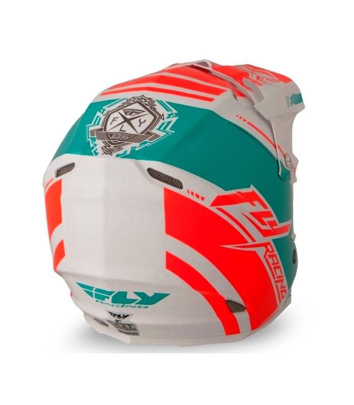 LevneMoto - Přilba F2 Carbon Canard Replica, FLY RACING - USA (oranžová/bílá/tyrkysová)