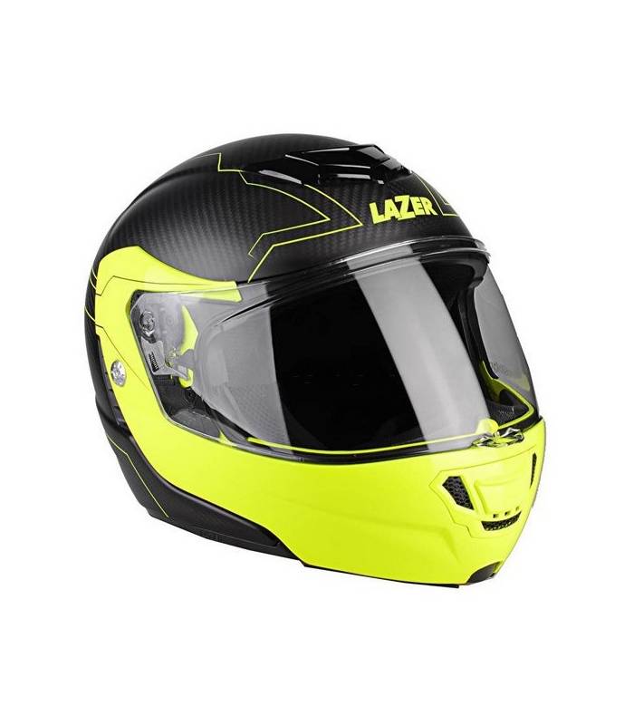 LevneMoto - Přilba Monaco Evo Droid Carbon 2016, LAZER - Belgie (lakovaný karbon/žlutá fluo)