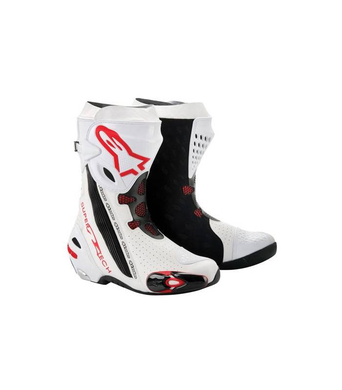 LevneMoto - Boty Supertech R, ALPINESTARS - Itálie (bílé/červené, perforovaná kůže)