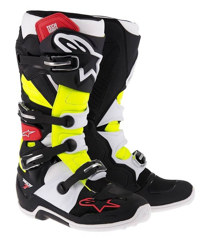 LevneMoto - Boty Tech 7, ALPINESTARS - Itálie (černé/červené/žlutá fluo)