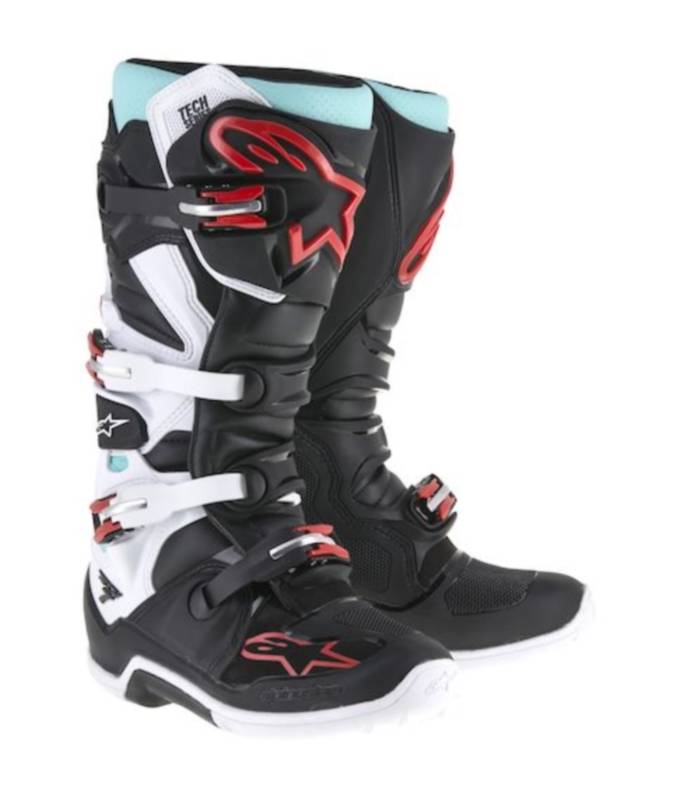 LevneMoto - Boty Tech 7, ALPINESTARS - Itálie (černé/tyrkysové/bílé/červené)